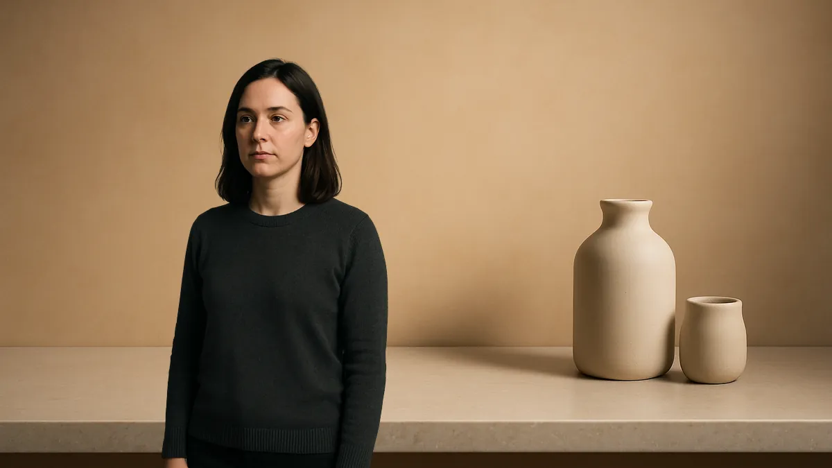 The same cut-out subject composited beside a product shelf, at the same pose and edge as the previous scene.